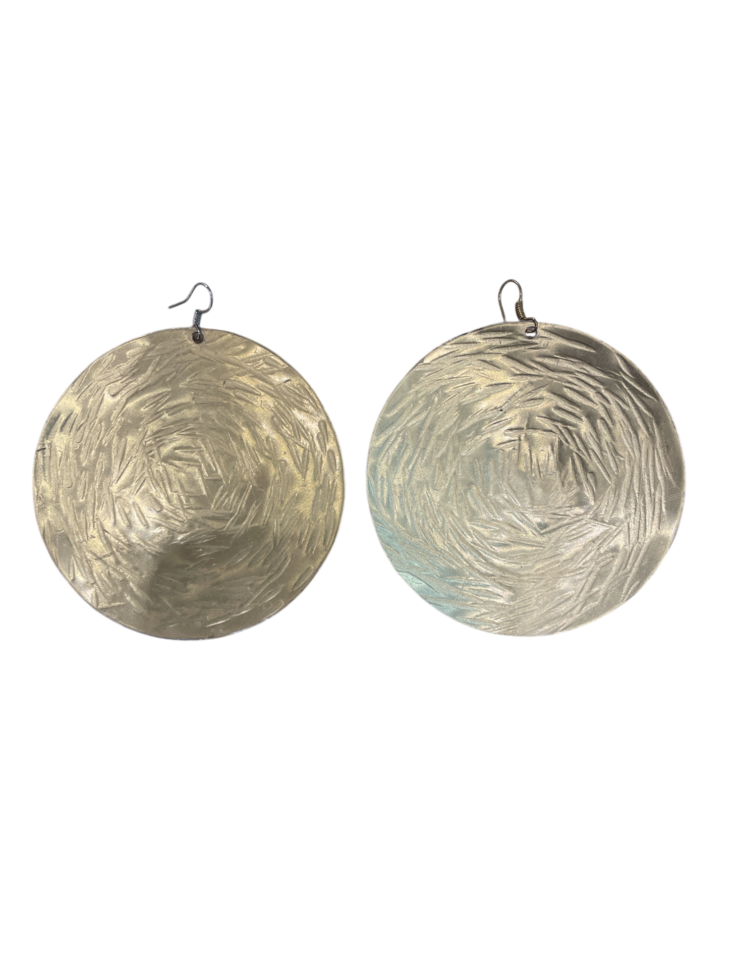 Large Round Golden Brass Earrings