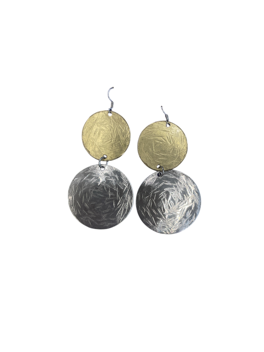 Golden and Silver Brass Earrings