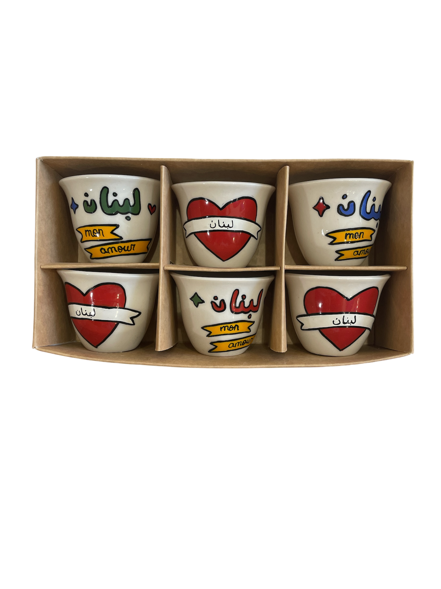 Love for Lebanon Ceramic Coffee Cups Set of 6