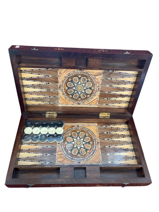 Tawlet Zahr | Backgammon Table (Hand-carved wood with sadaf detailing)
