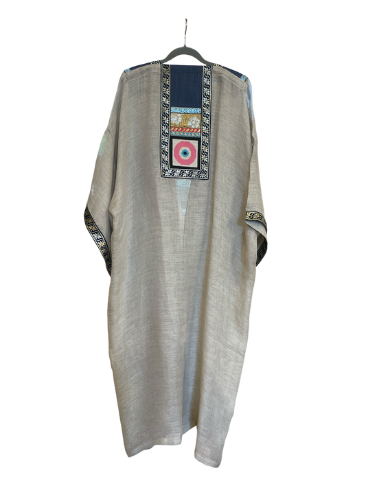 Grey and Pink Dice Abaya
