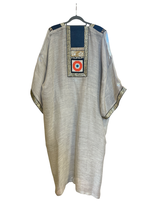 Grey and Blue Dice Abaya