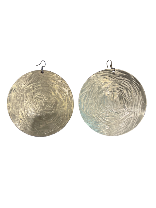 Large Round Golden Brass Earrings