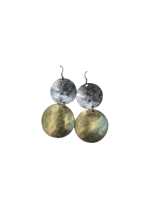 Golden and Silver Brass Earrings