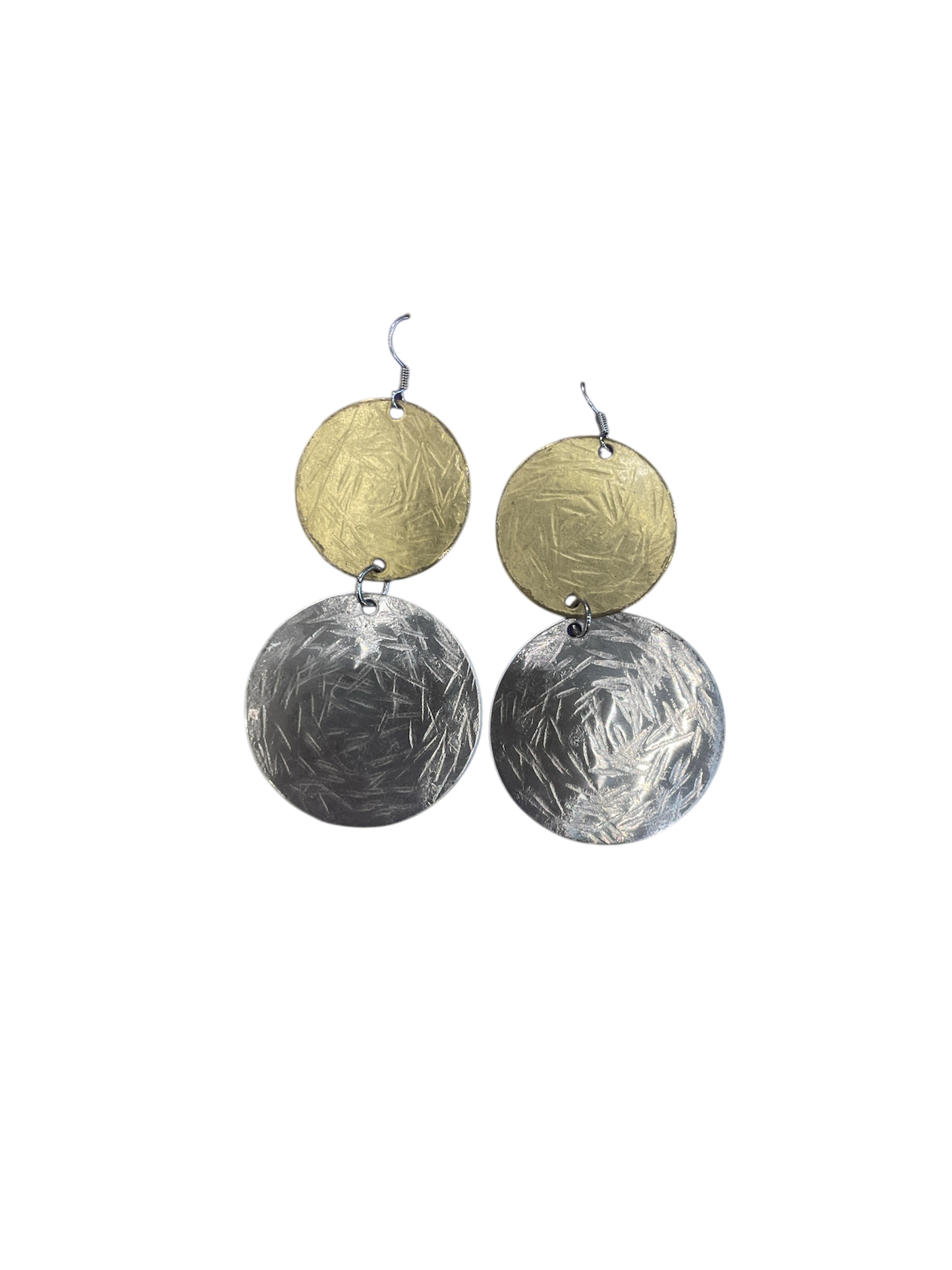 Golden and Silver Brass Earrings