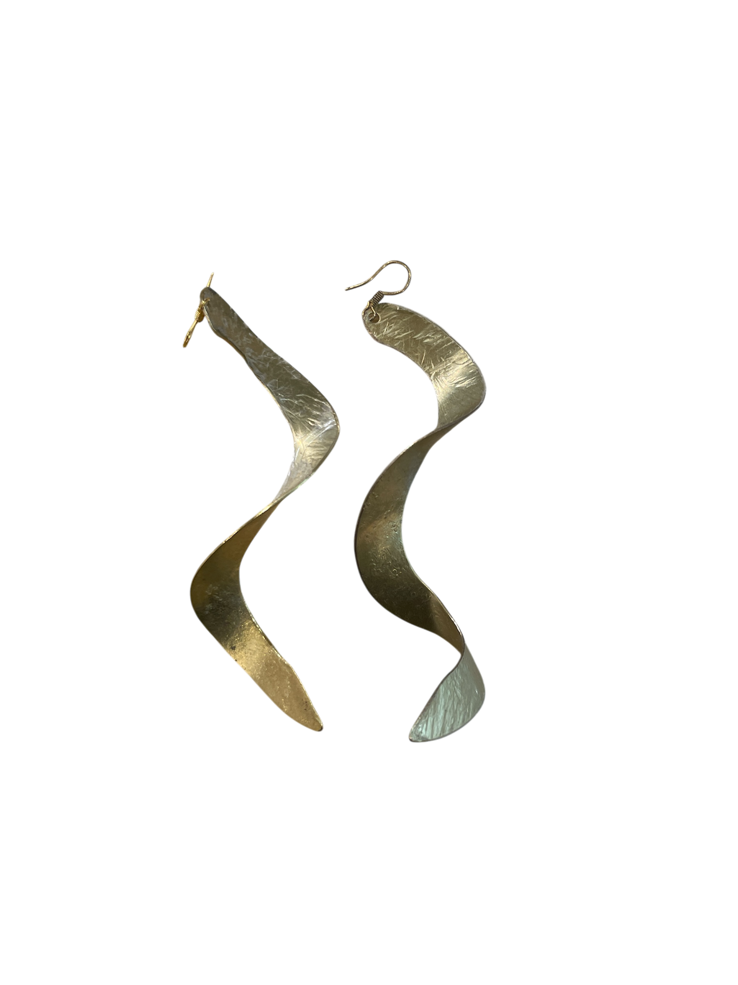 Wavy Golden Brass Earrings