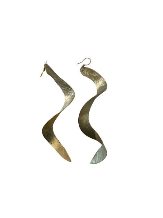 Wavy Golden Brass Earrings