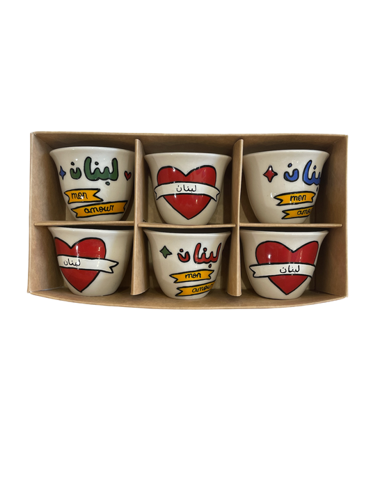 Love for Lebanon Ceramic Coffee Cups Set of 6