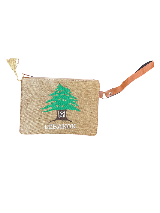 Lebanon Cedar Tree Embroidered Pouch