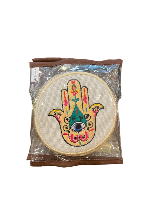 Hand of Fatima Embroidered Coasters (Pack of 6)