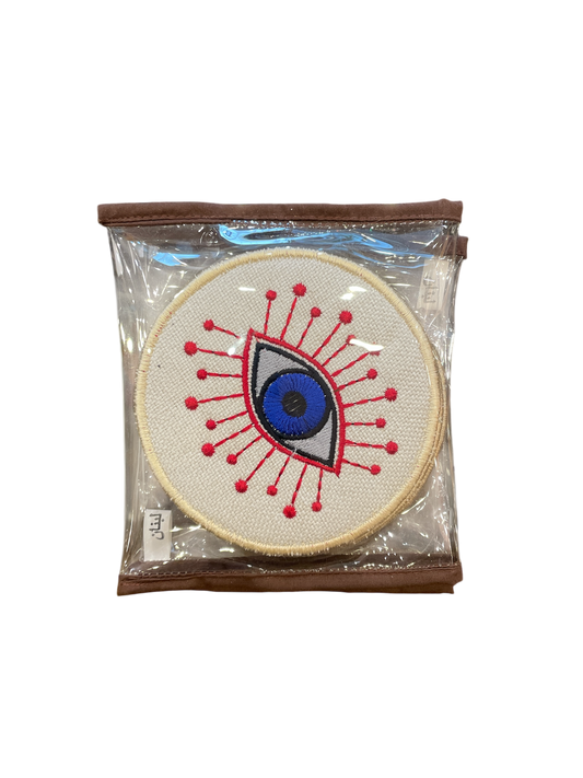 Pink Eye Embroidered Coasters (Pack of 6)