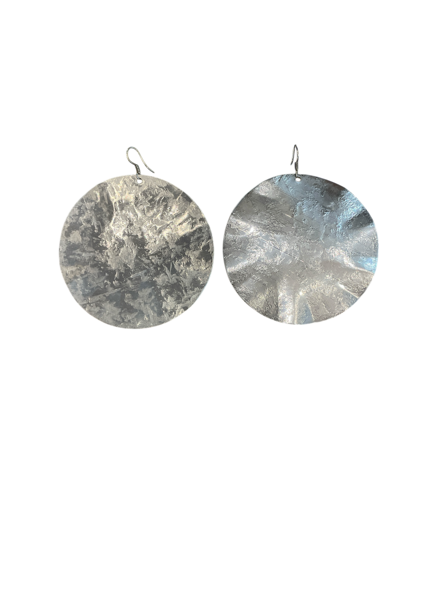 Large Round Silver Brass Earrings