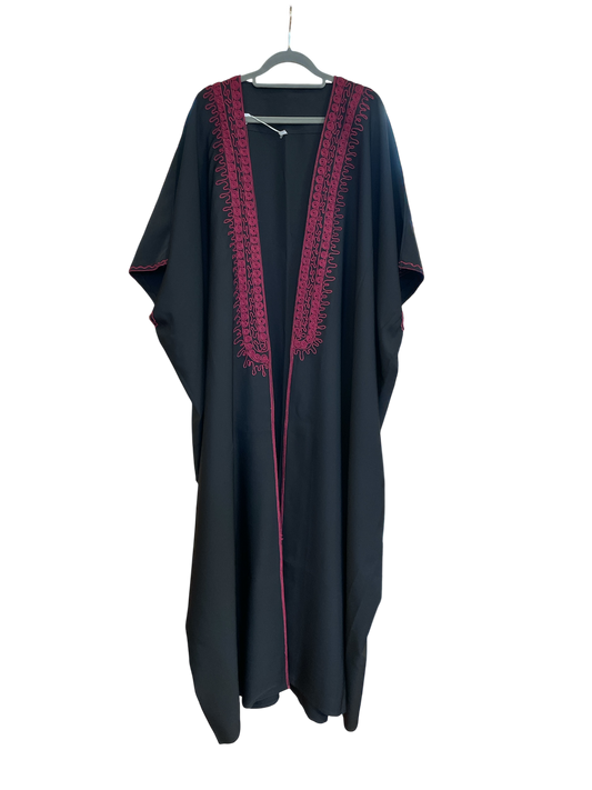 Unisex Black & Red Cotton Abaya