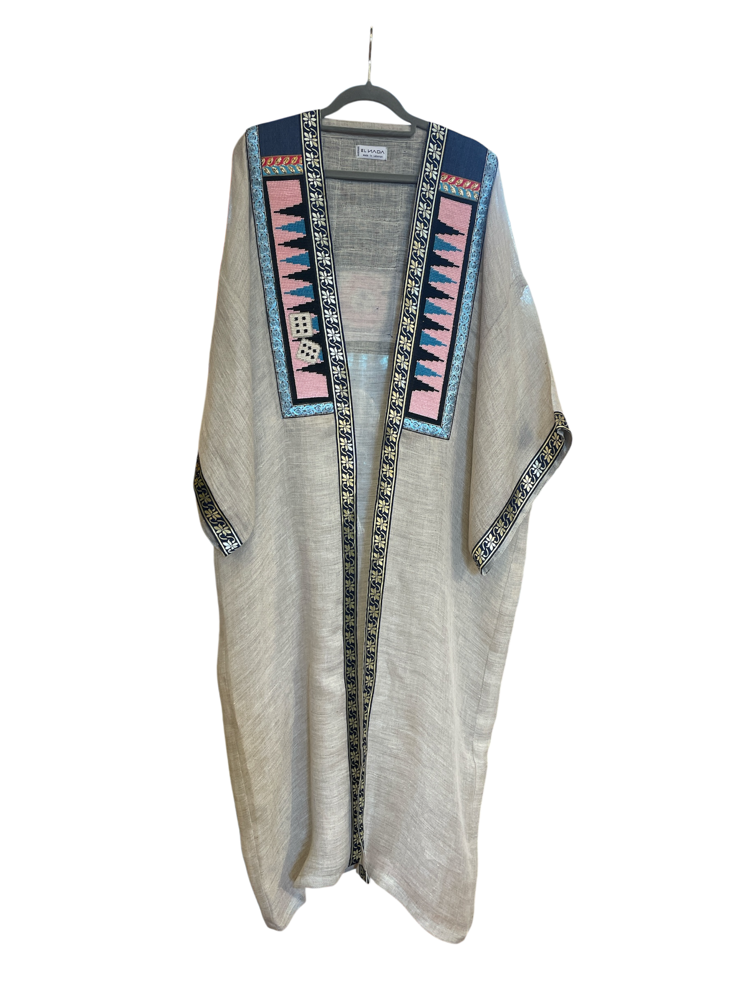 Grey and Blue Dice Abaya