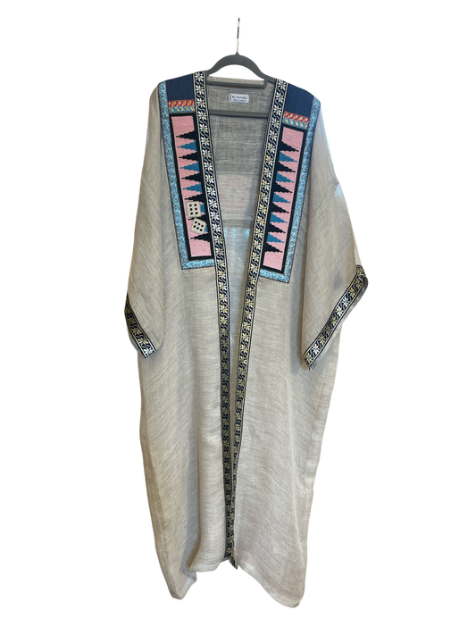 Grey and Blue Dice Abaya