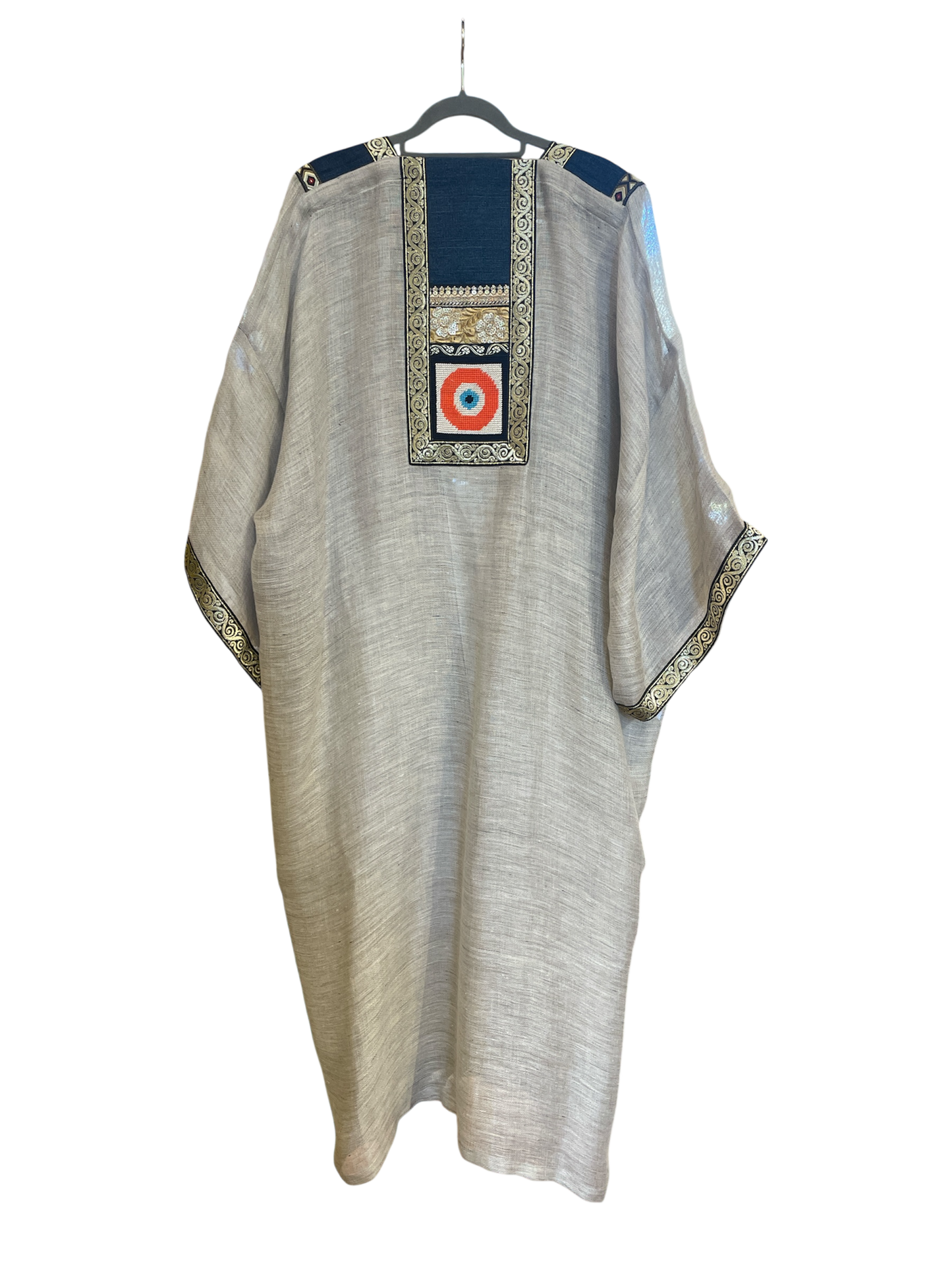Grey and Blue Dice Abaya