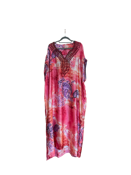 Vibrant Silk Pink Abaya